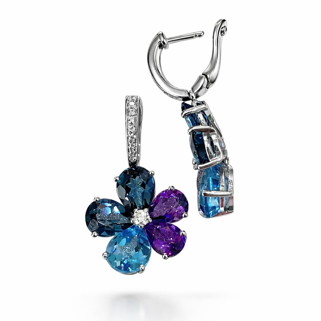 Celestial Blue Violet Bloom Earrings