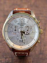 Load image into Gallery viewer, Silver Dial with Brown Leather Band Diver’s Watch with Date Function
