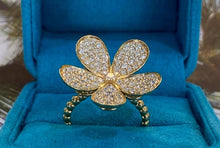 Load image into Gallery viewer, Diamond and 18K Yellow Gold Flower Statement Ring
