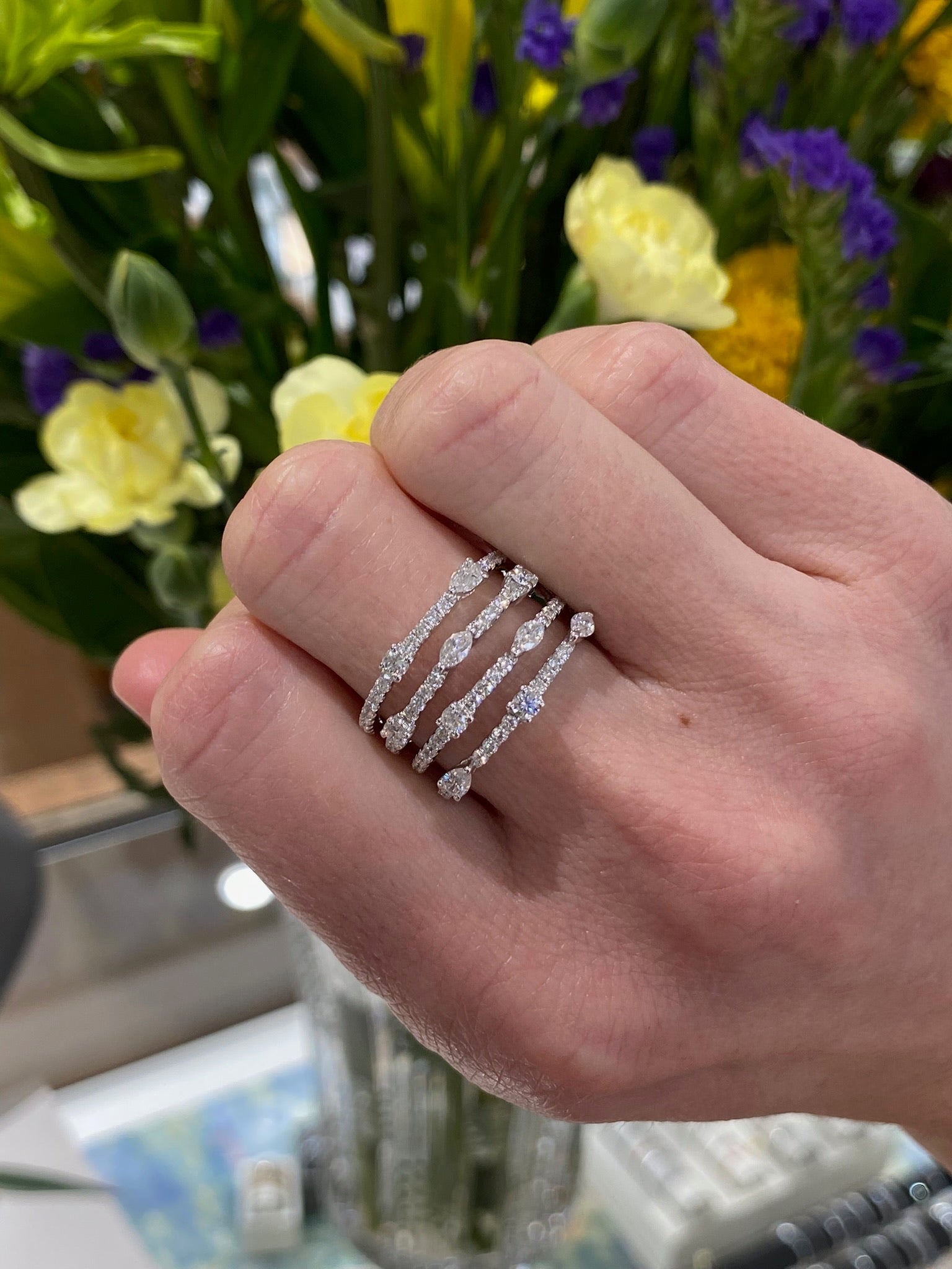 The Diamond Quartet Stack Ring