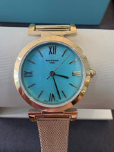 Load image into Gallery viewer, Turquoise Dial Gold Mesh Bracelet Watch
