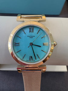 Turquoise Dial Gold Mesh Bracelet Watch