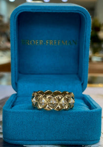 18K Yellow Gold Diamond Pyramid Ring