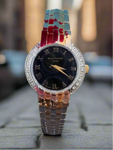 Load image into Gallery viewer, Black Dial Two Toned Bracelet Diamond Accent Petite Watch
