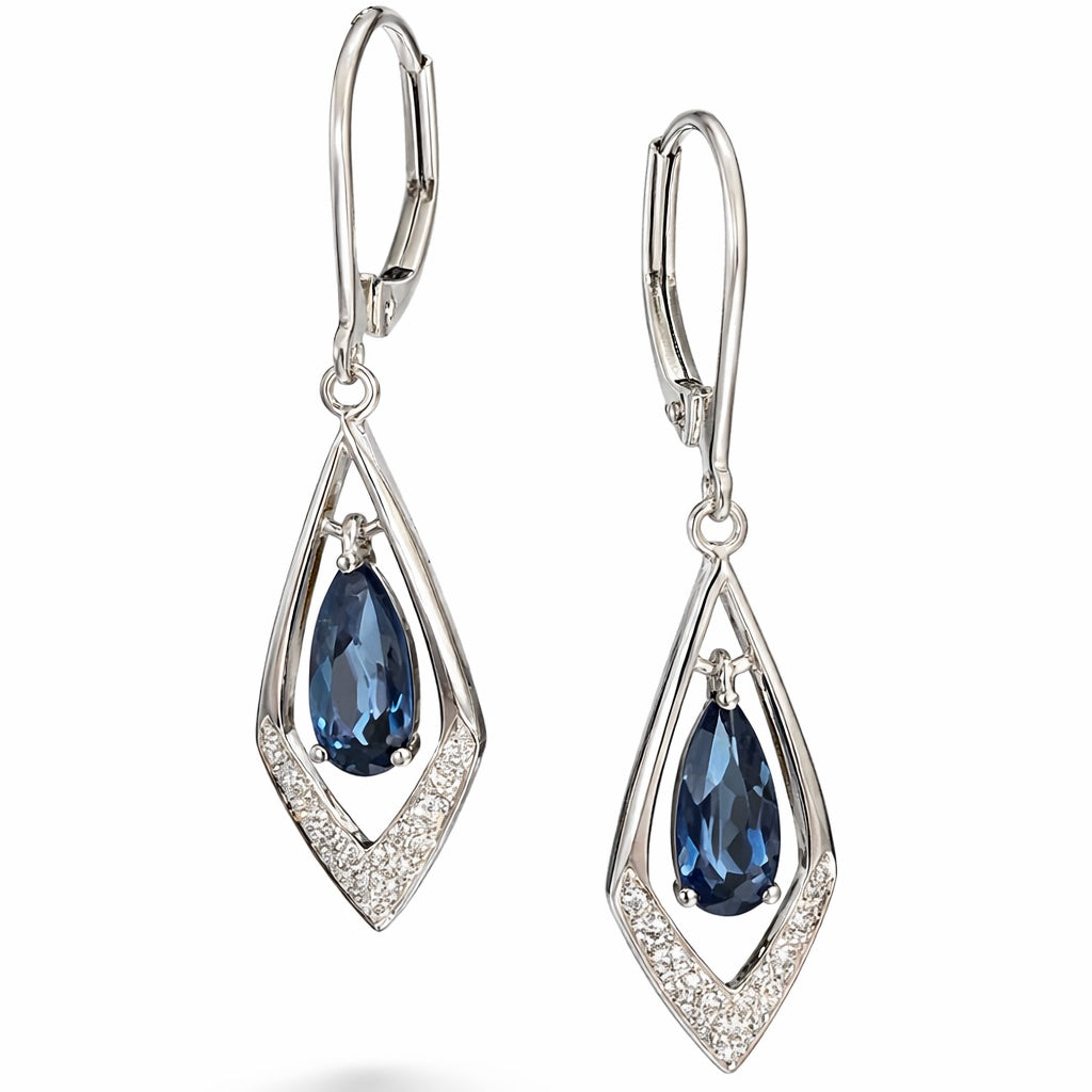Tidal Elegance Blue Topaz and Diamond Drop Earrings