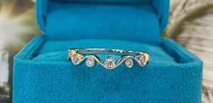 White Gold Diamond Wave Band Ring