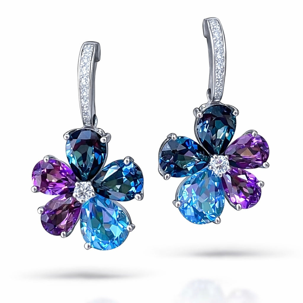 Celestial Blue Violet Bloom Earrings
