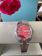 Load image into Gallery viewer, Red Dial Silver Bracelet Watch
