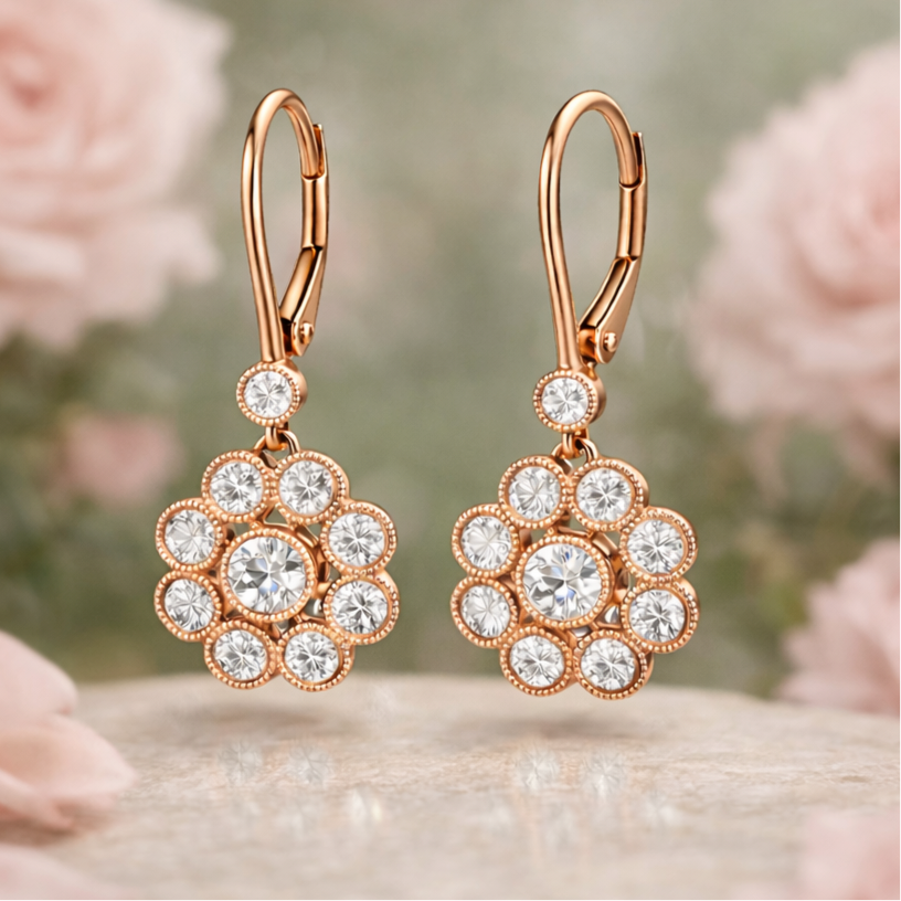 Rosé Garden Diamond Drop Earrings