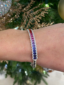 Rainbow Sapphire and Diamond Bangle Bracelet