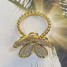 Load image into Gallery viewer, Diamond and 18K Yellow Gold Flower Statement Ring
