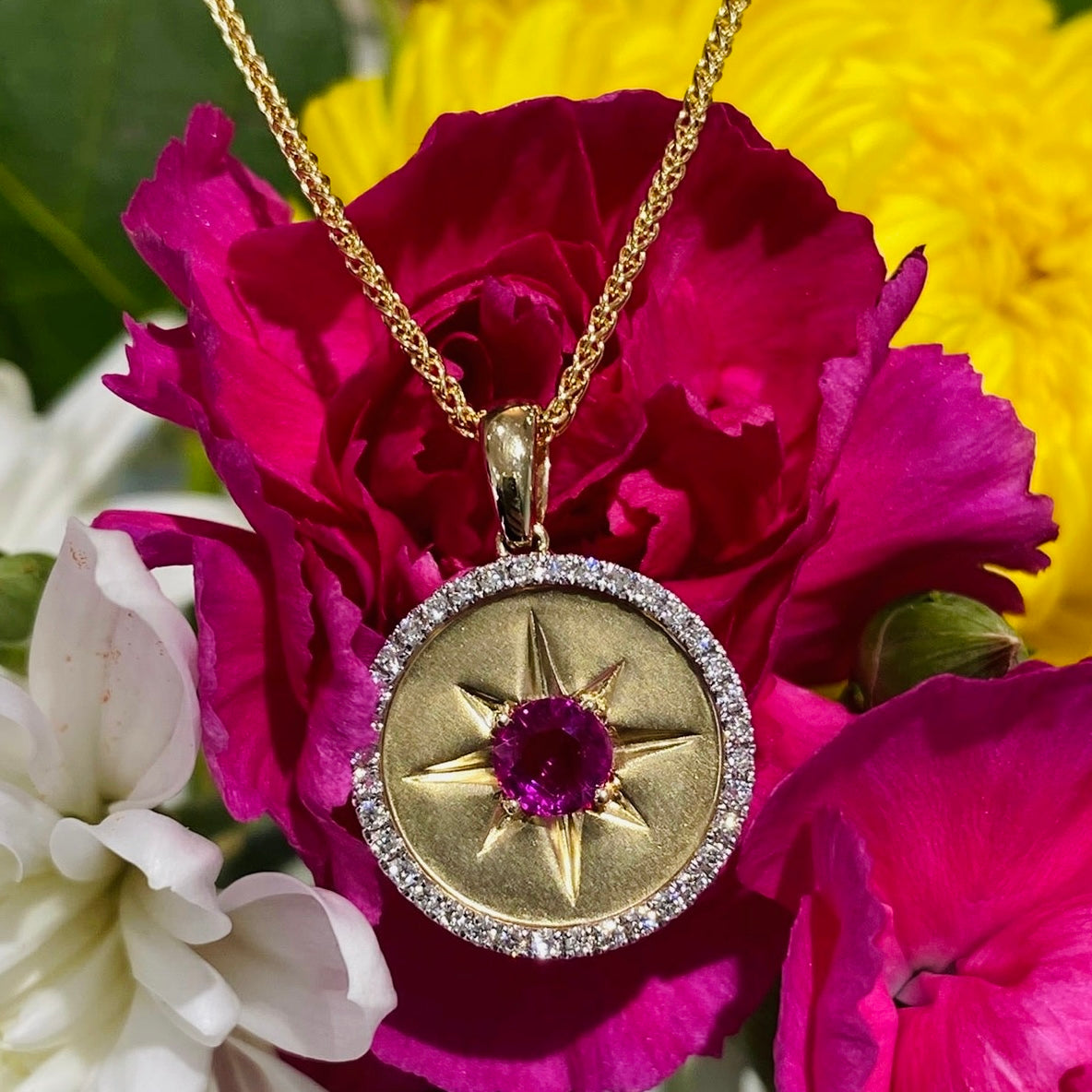 Compass Rose Ruby & Diamond Necklace