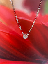 Load image into Gallery viewer, Vintage Diamond Bezel Set Necklace in White Gold with Paperclip Style Chain
