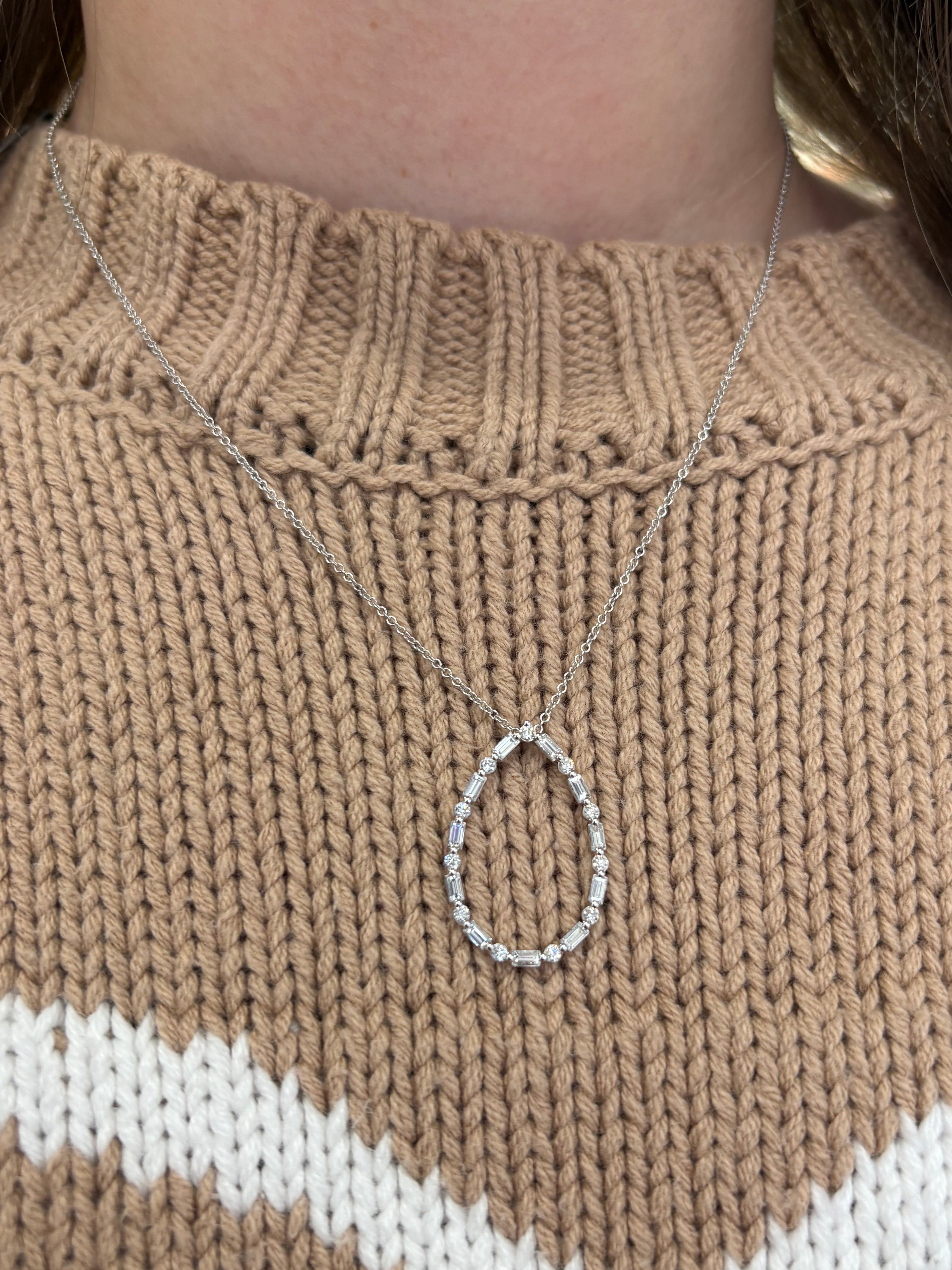 Open Teardrop Shape Diamond Necklace