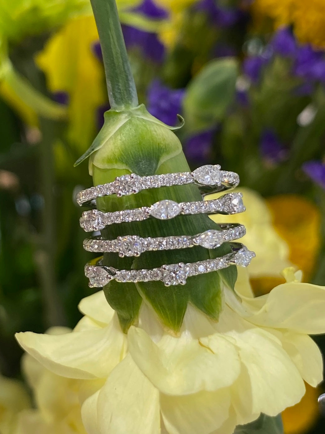 The Diamond Quartet Stack Ring