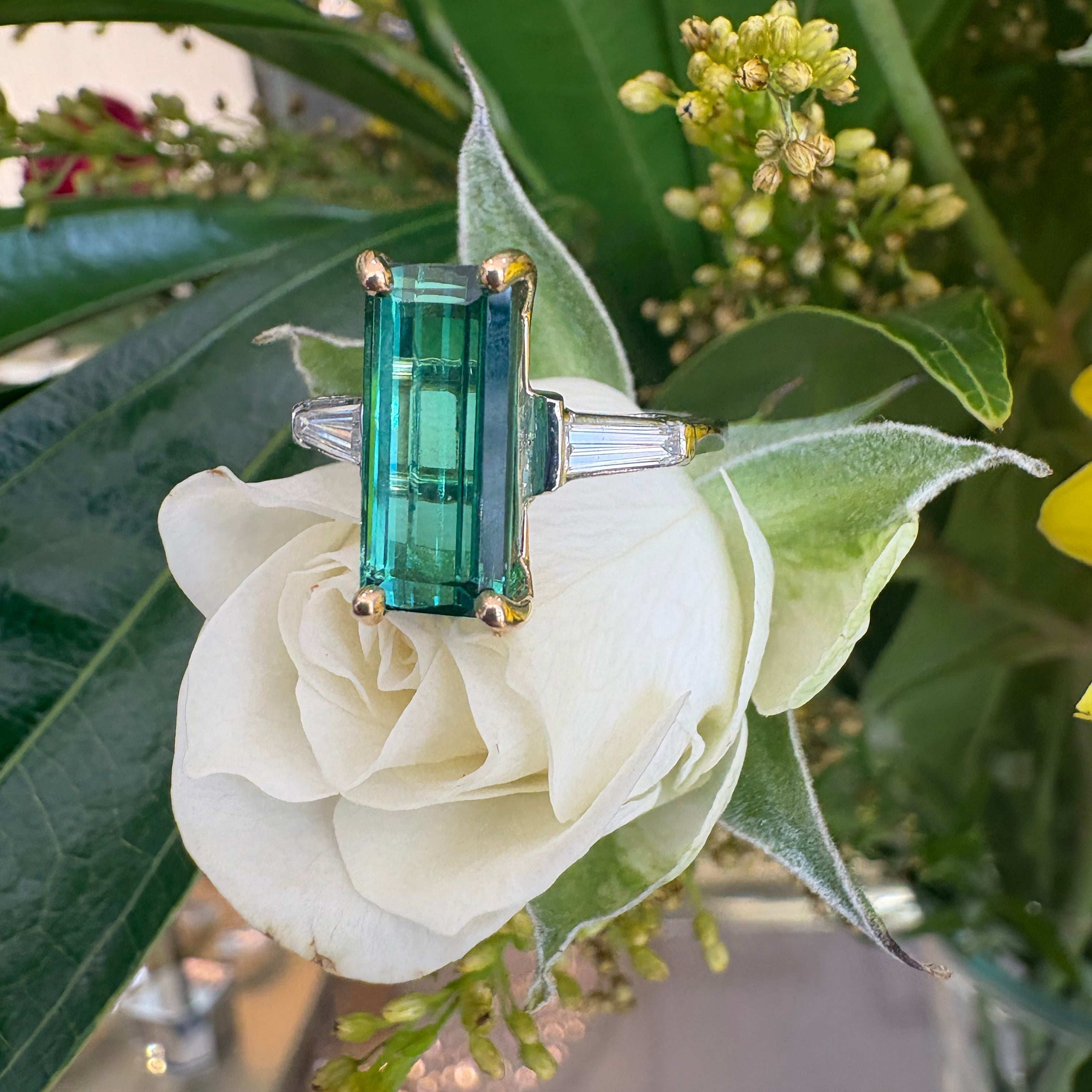 The Sunlit Forest Tourmaline & Diamond Ring - One of a Kind