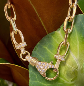 Yellow Gold Boston Link Diamond Lobster Clasp Bracelet