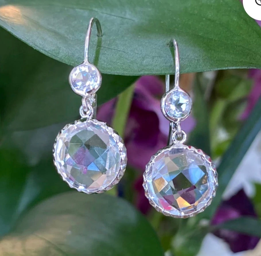 Celestial Glow White Topaz Dangle Earrings