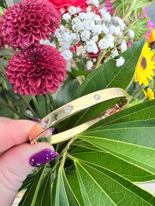 Iconic Five Stone Diamond and Yellow Gold Bangle