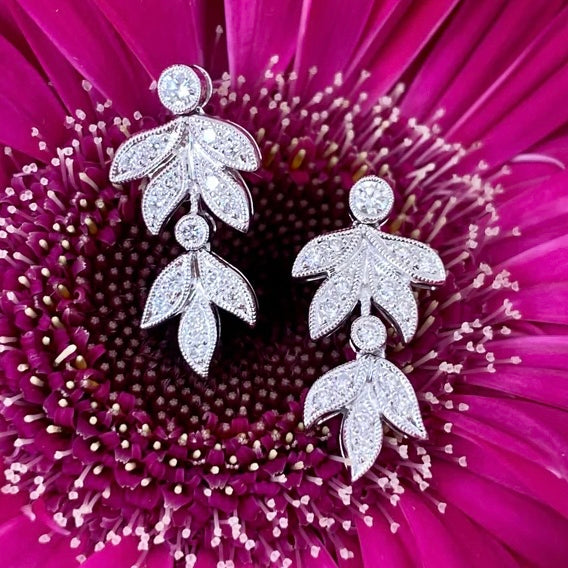 Garden Shade Diamond Leaf Earrings