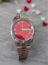 Load image into Gallery viewer, Red Dial Silver Bracelet Watch
