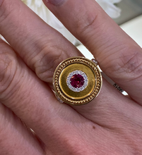 Load image into Gallery viewer, 18K Yellow Gold Ruby and Diamond Disc Ring
