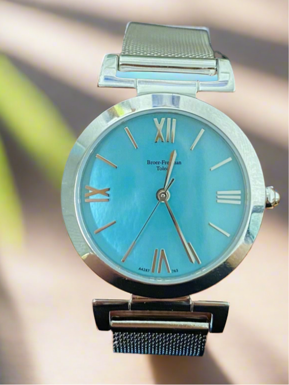 Turquoise Dial Silver Mesh Bracelet Watch