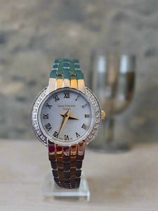 White Dial Two Toned Diamond Accent Petite Watch