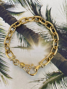 Yellow Gold Boston Link Diamond Lobster Clasp Bracelet