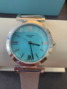 Turquoise Dial Silver Mesh Bracelet Watch