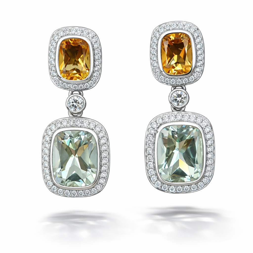 Citrine & Sage Garden Drop Earrings