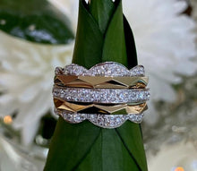 Load image into Gallery viewer, Two Toned Gold and Diamond Geometric Multi-Band Ring
