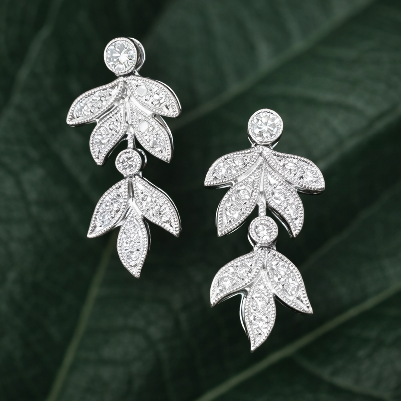 Garden Shade Diamond Leaf Earrings