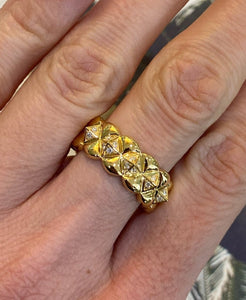 18K Yellow Gold Diamond Pyramid Ring