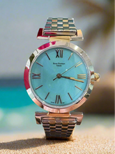 Load image into Gallery viewer, Turquoise Dial Two Toned Bracelet Watch
