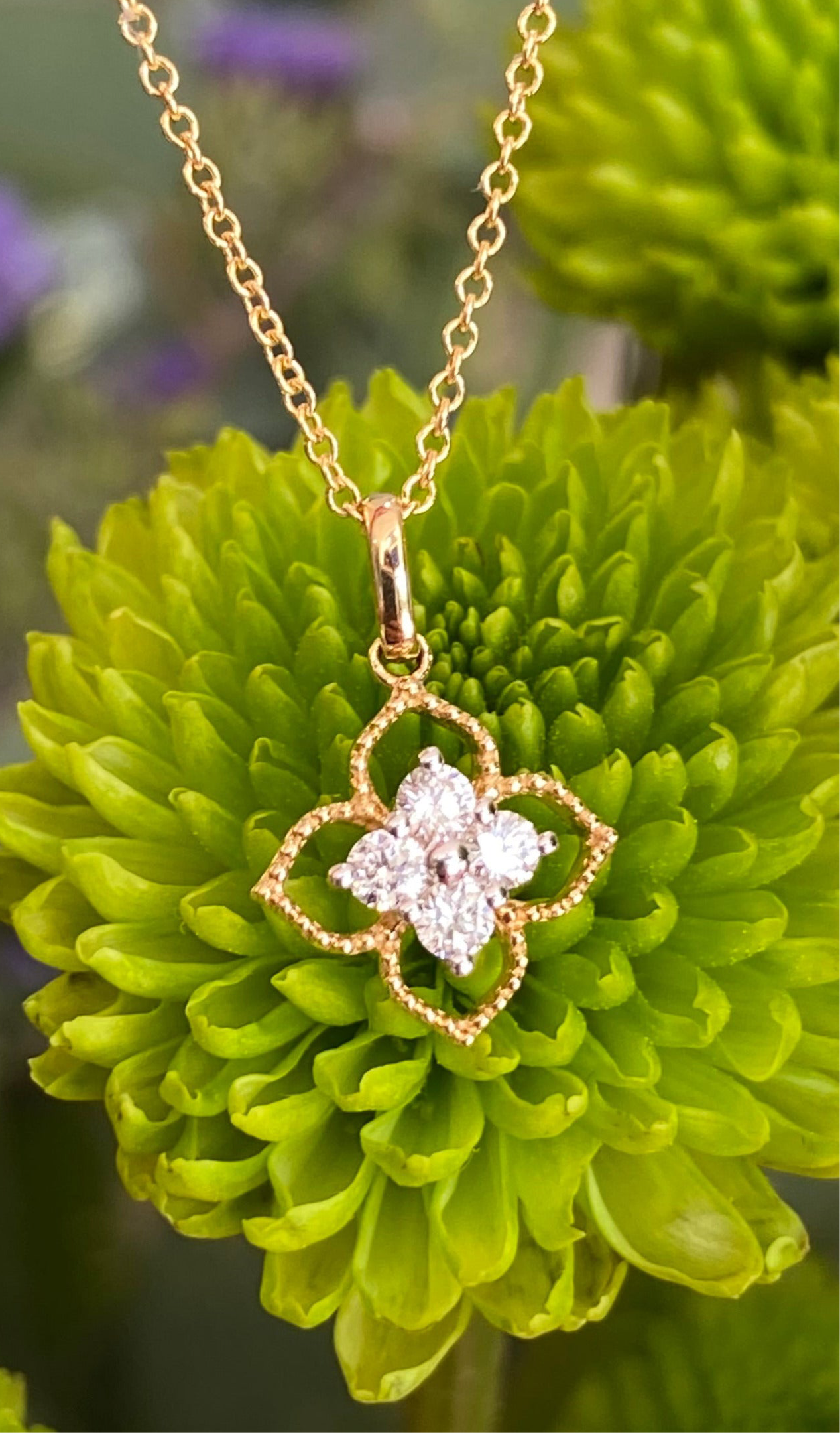 Beaded Bloom Diamond Flower Necklace