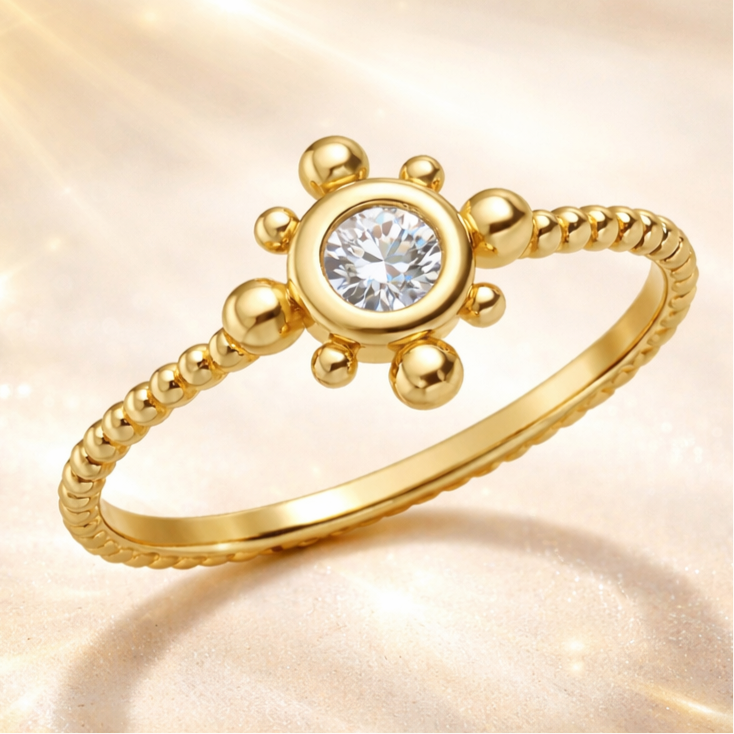 Golden Sunbeam Bezel Diamond Ring