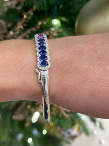 Rainbow Sapphire and Diamond Bangle Bracelet