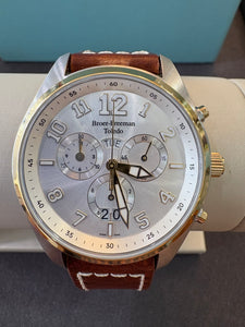 Silver Dial with Brown Leather Band Diver’s Watch with Date Function