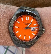 Load image into Gallery viewer, Orange Dial Dark Grey Toned Stainless Steel Diver&#39;s Watch
