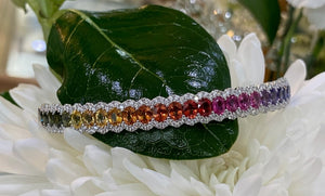 Rainbow Sapphire and Diamond Bangle Bracelet