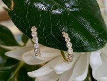 Load image into Gallery viewer, Yellow Gold Bezel Set Diamond Huggie Hoop Earrings
