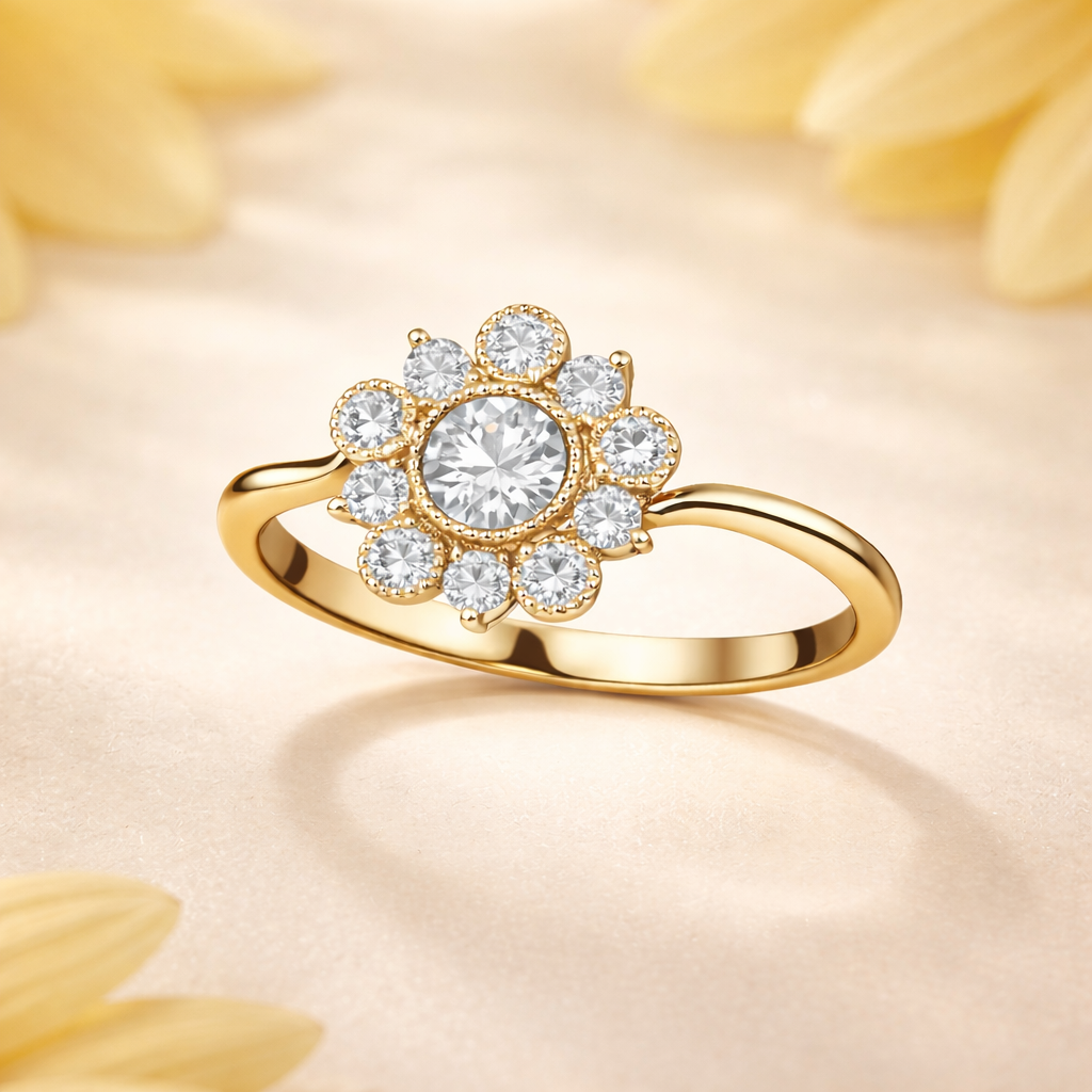 Golden Petal Diamond Ring