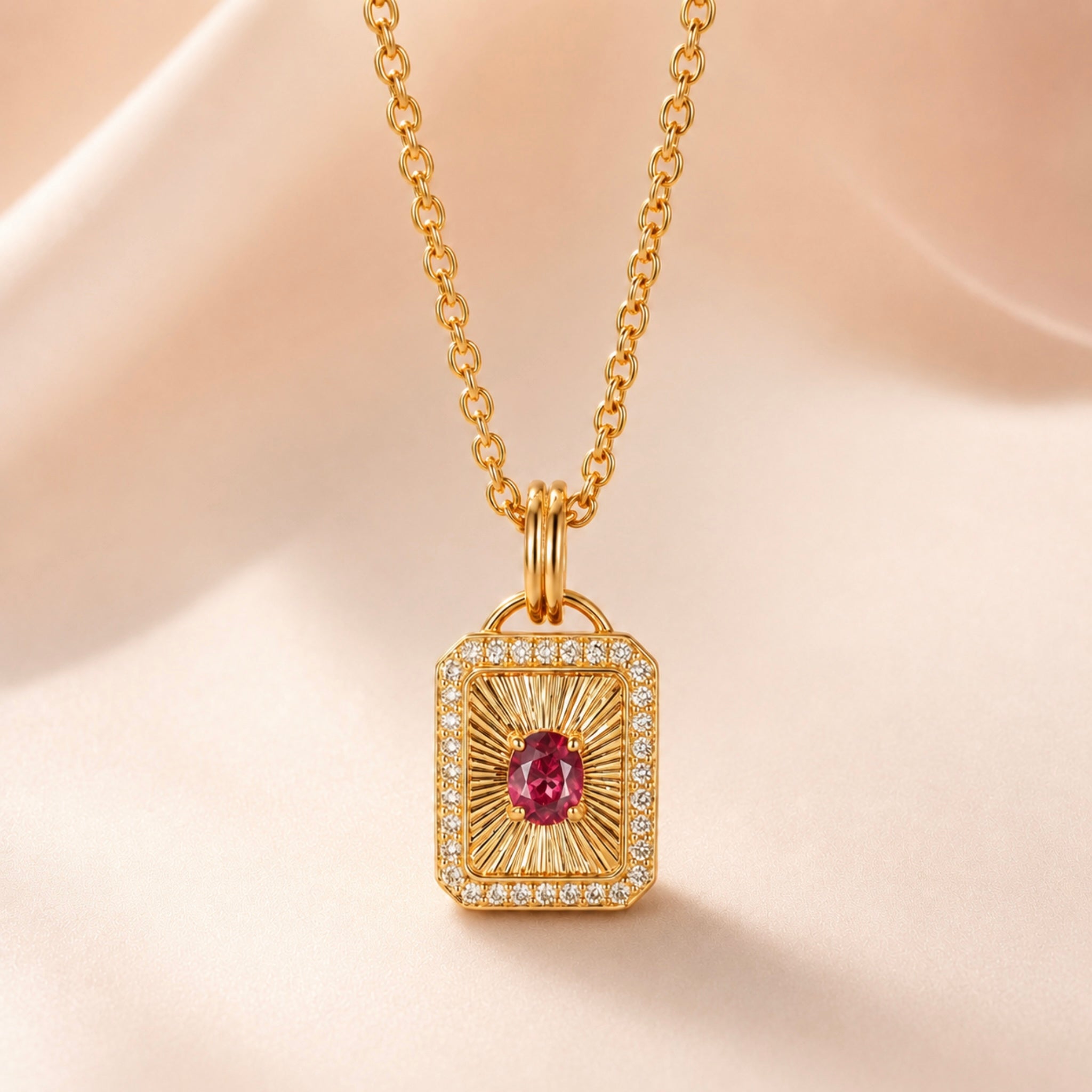 Antique Ruby Eclipse Pendant Necklace