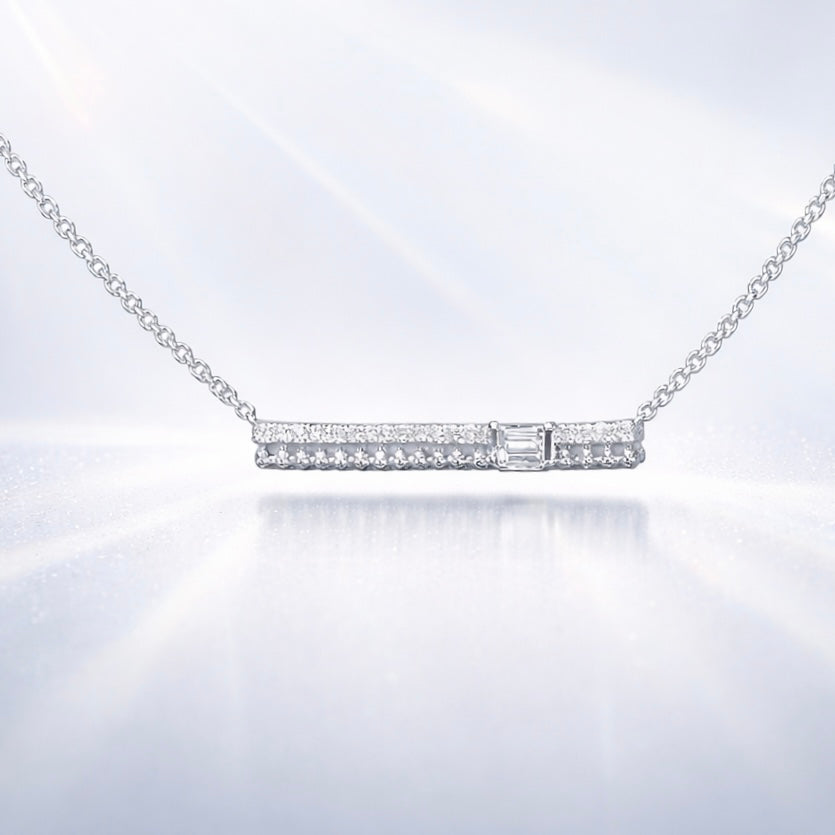 Baguette Brilliance Diamond Bar Necklace