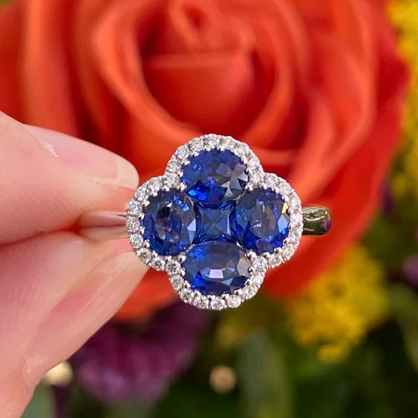 Midnight Clover Sapphire & Diamond Ring