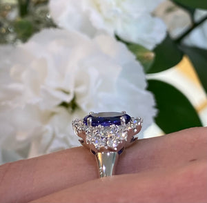 18K White Gold Tanzanite and Diamond Ring