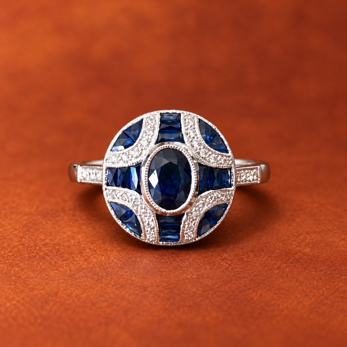 Oval Sapphire & Diamond Vintage Ring