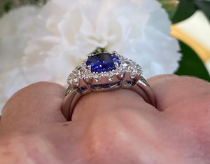 18K White Gold Tanzanite and Diamond Ring