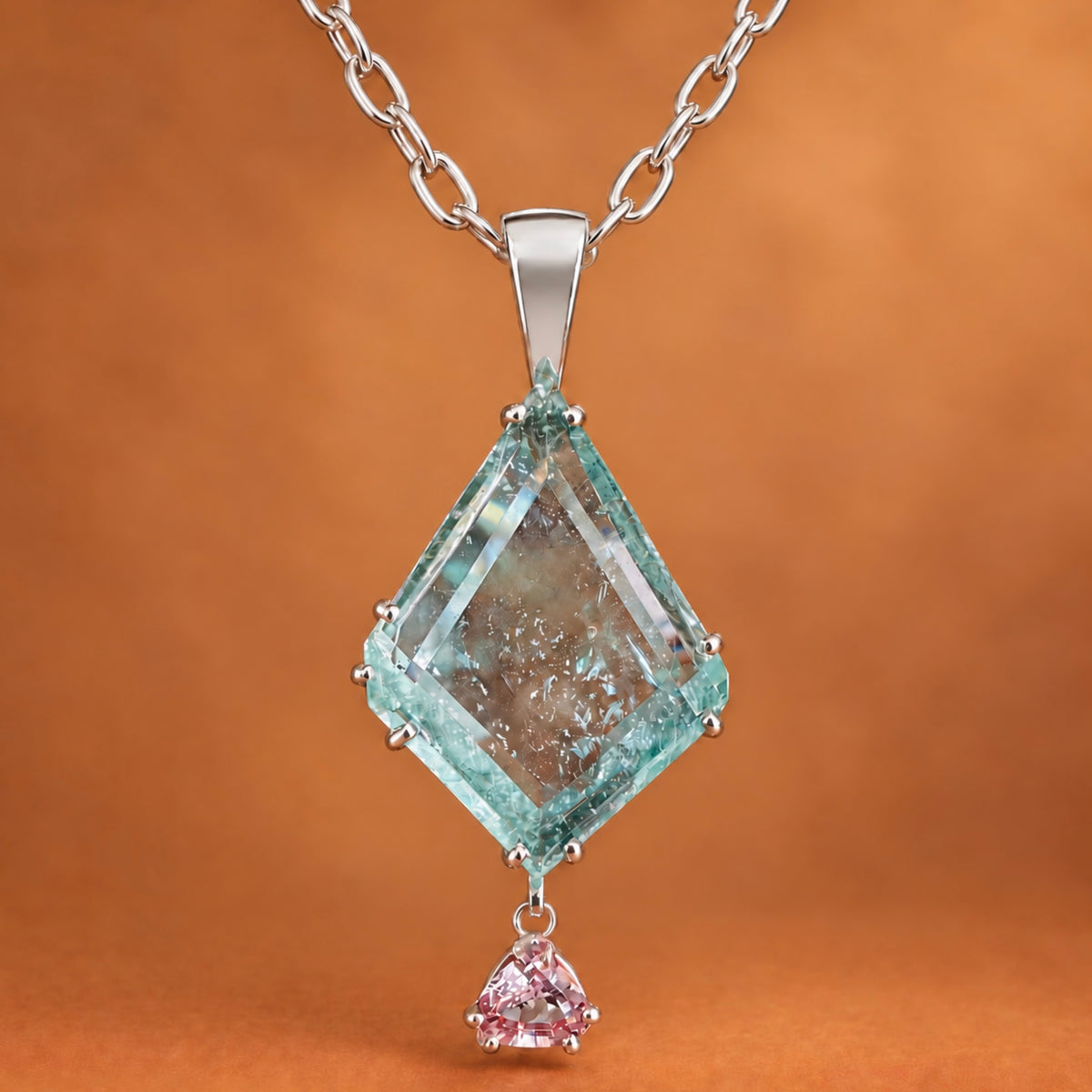 Aquamarine & Pink Sapphire Necklace